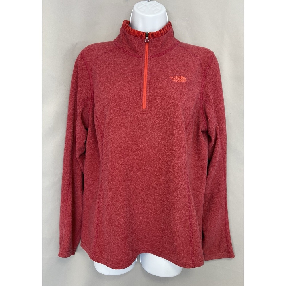 The North Face 1/4 Zip Fleece Pullover Women's Large Dark Pink Lightweight